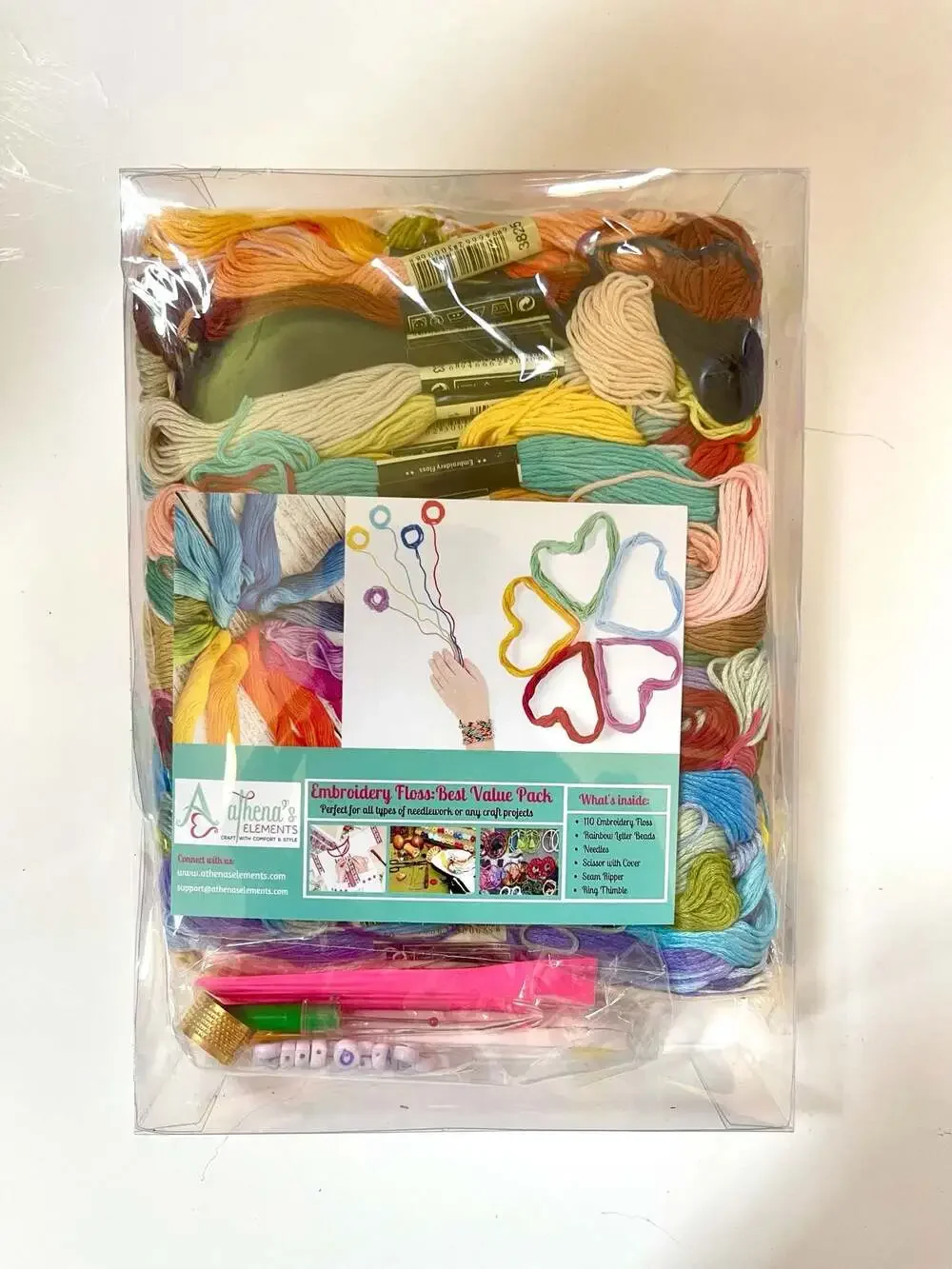 Athena's Elements Embroidery Floss Best Value Pack with 110 Floss Skeins and Acc